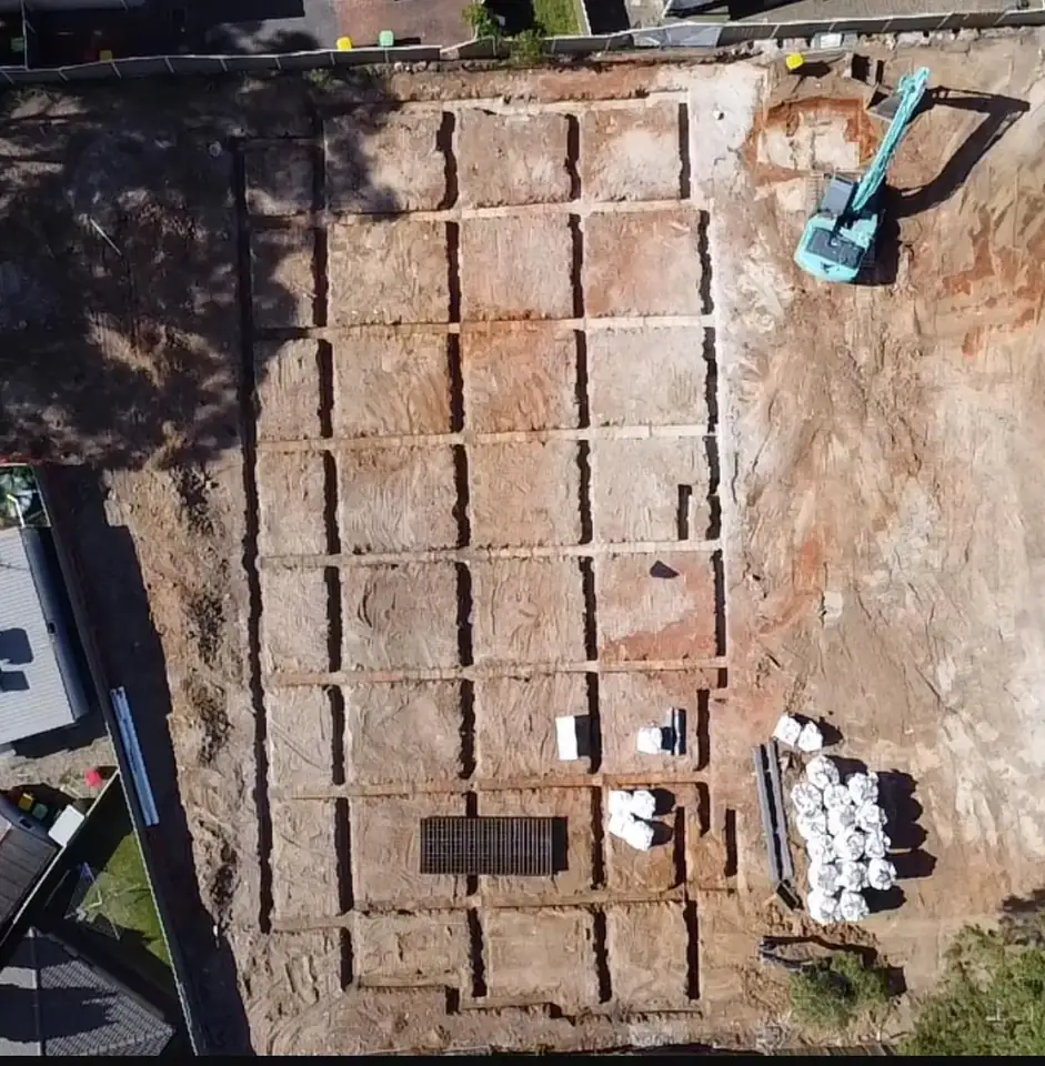 Aerial view of a footing grid, Marayong