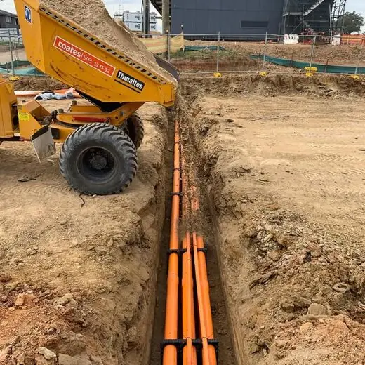 Sand tipped over the conduits